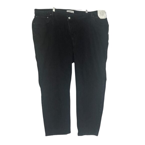 Abercrombie The '90s Straight Ultra High Rise Jeans Black CURVE LOVE Size 37 24S - Picture 2 of 16